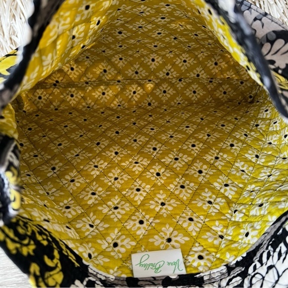 VERA BRADLEY Baroque Holiday 2010 Tote Black Yellow White Gray Y2K Hobo Quilted - Picture 9 of 11